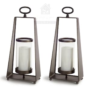 Decorative Lanterns - Candle Lanterns - Metal and Glass - Large Lanterns - Candle Holders - Wedding Decor - Set of 2 - Modern Lanterns