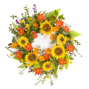 Summer Wreath for Front Door, Spring Wreath for Front Door, Sunflower Wreath, Floral Wreath, Colorful Wreath, Front Door Wreath, Porch Decor
