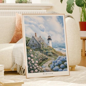 Heimweh - Aquarell Kunstdruck - Modernes Wohndekor - Geschenkidee - Küstenlandschaft - Digital druckbares Poster - Wandkunst