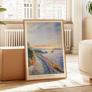Grandir sur le côté - Impression d'art aquarelle - Décoration d'intérieur moderne - Idée cadeau - Paysage côtier - Poster numérique imprimable - Art mural