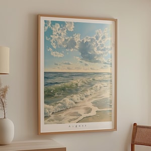 August Aquarell Kunstdruck - Modernes Wohndekor Geschenkidee - Küstenlandschaft - Digital druckbares Poster - Wandkunst