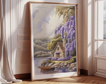 The Lakes - Watercolor art print - Modern Home décor - Gift idea - Lake House - Wisteria Scenery - Auroras and Sad Prose - Wall Art