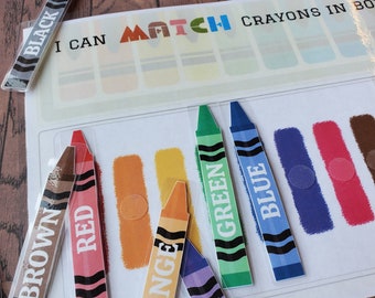 Crayon Color Matching Game, Printable, Toddler Preschool Learning Tool, Educational, Homeschool, Kindergarten, Kids Busy Activity, Pre K