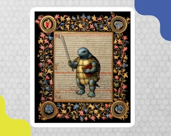 Medieval Squirtle Manuscript Sticker