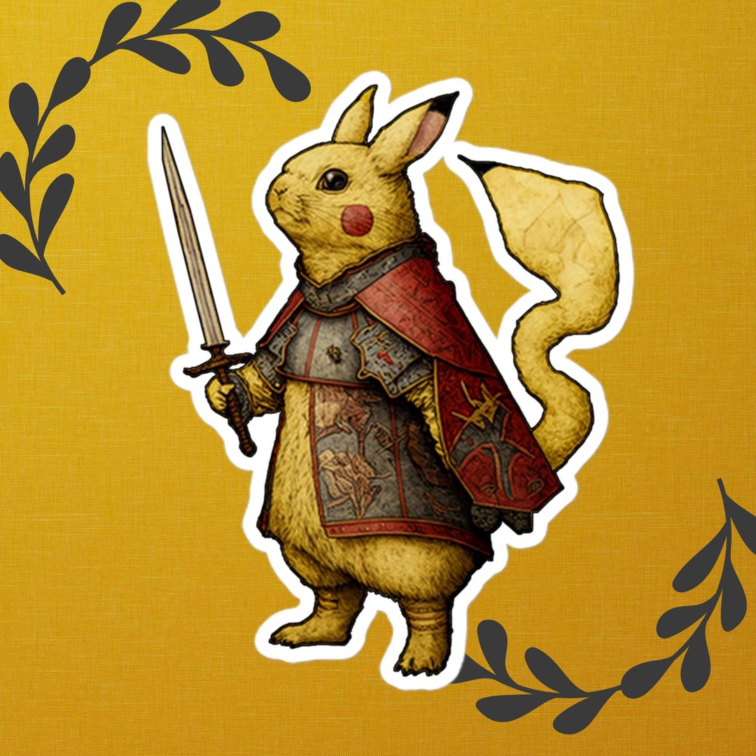 Pikachu Middle Medieval Pikachu Sticker - Etsy