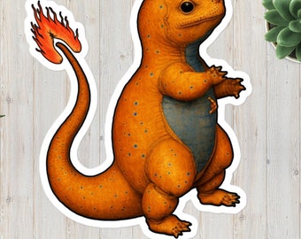 Medieval Charmander shaped sticker