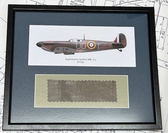 Spitfire P7350 Gift. Framed airframe skin with Certificate of Authenticity