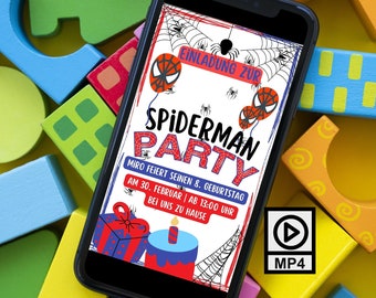 Kindergeburtstag digitale animierte Einladung für Jungen Spiderman mit Sound, Animierte ECard digitale Geburtstagseinladung