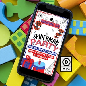 Children&#39;s birthday digital animated invitation for boys Spiderman with sound, Animated ECard digital birthday invitation