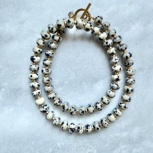 Dalmatian Jasper Rondelle Necklace // Boho Gemstone Jewellery