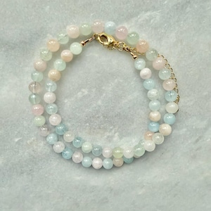 Colar de contas de morganita e água-marinha / Beryl Pastel Candy Jewelery