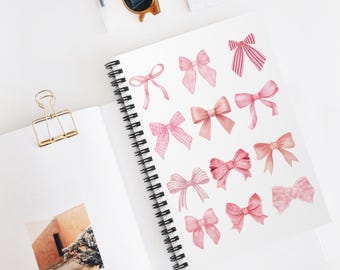 Rosa Schleifen-Muster Spiralnotizbuch | Liniert Linie