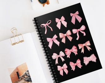 Pink Ribbon Bögen Spiralnotizbuch | Liniert Linie