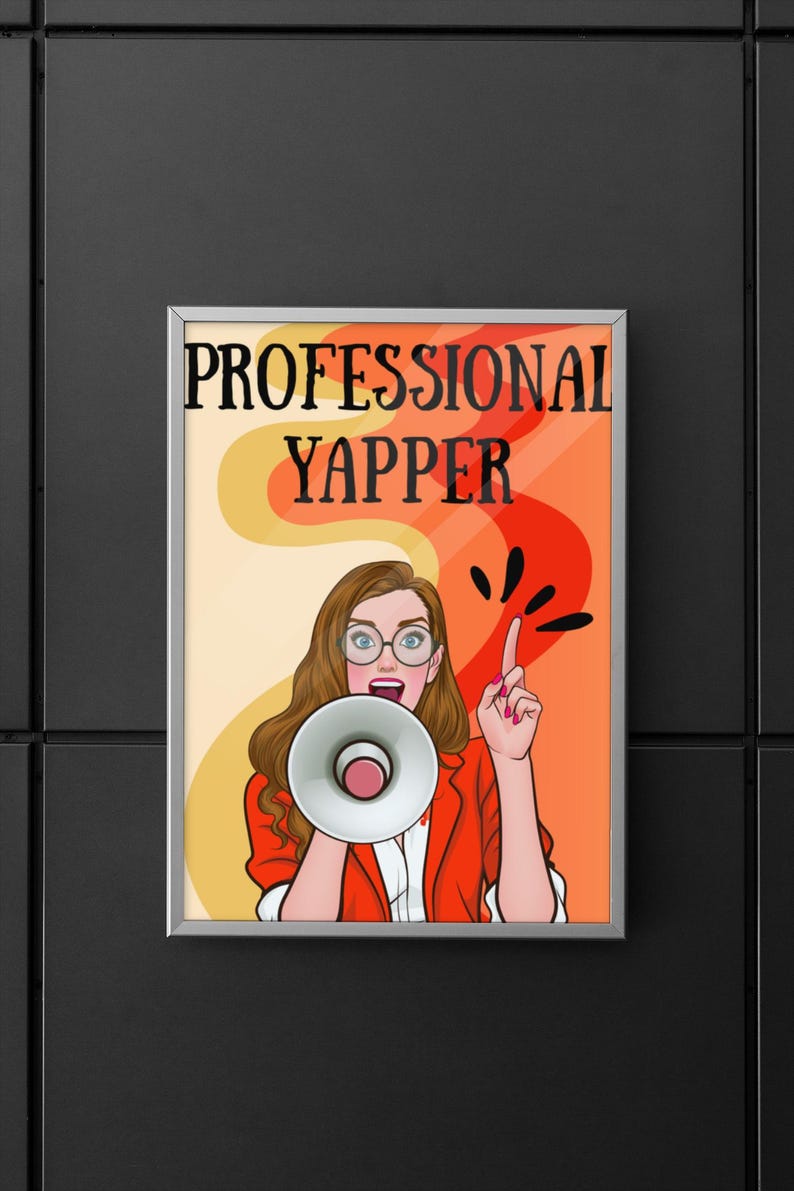 Yapper Sign Professional Yapper Matte Poster | Woman With Megaphone Retro Art - Etsy