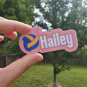 Personalize name Volleyball waterproof sticker volleyball team gift volleyball graduation party volleyball with name volleyball player gift