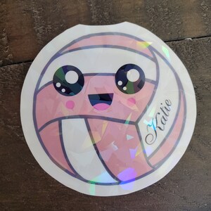 Personalize name Volleyball sticker volleyball team gift volleyball graduation party  volleyball player gift Cute Pink volleyball sticker