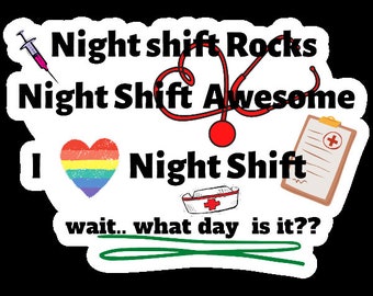 Night shift rocks Night shift awesome, Night shift nurse sticker, funny Nurse sticker, Cna sticker, Lpn sticker