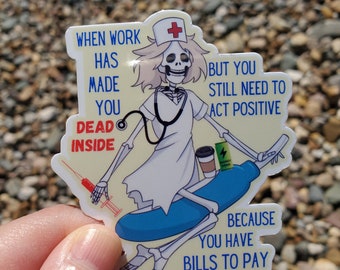 Skeletal nurse sitting on Cooter canoe purewick sticker Nurses Week Gift  funny Nurse Sticker Nurse gift healthcare sticker for him her