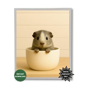 Baby Guinea Pig Printable Wall Art | Guinea Pig Nursery Decor | Farmhouse Animal Print | Whimsical Guinea Pig Poster | Kids Artwork Gift