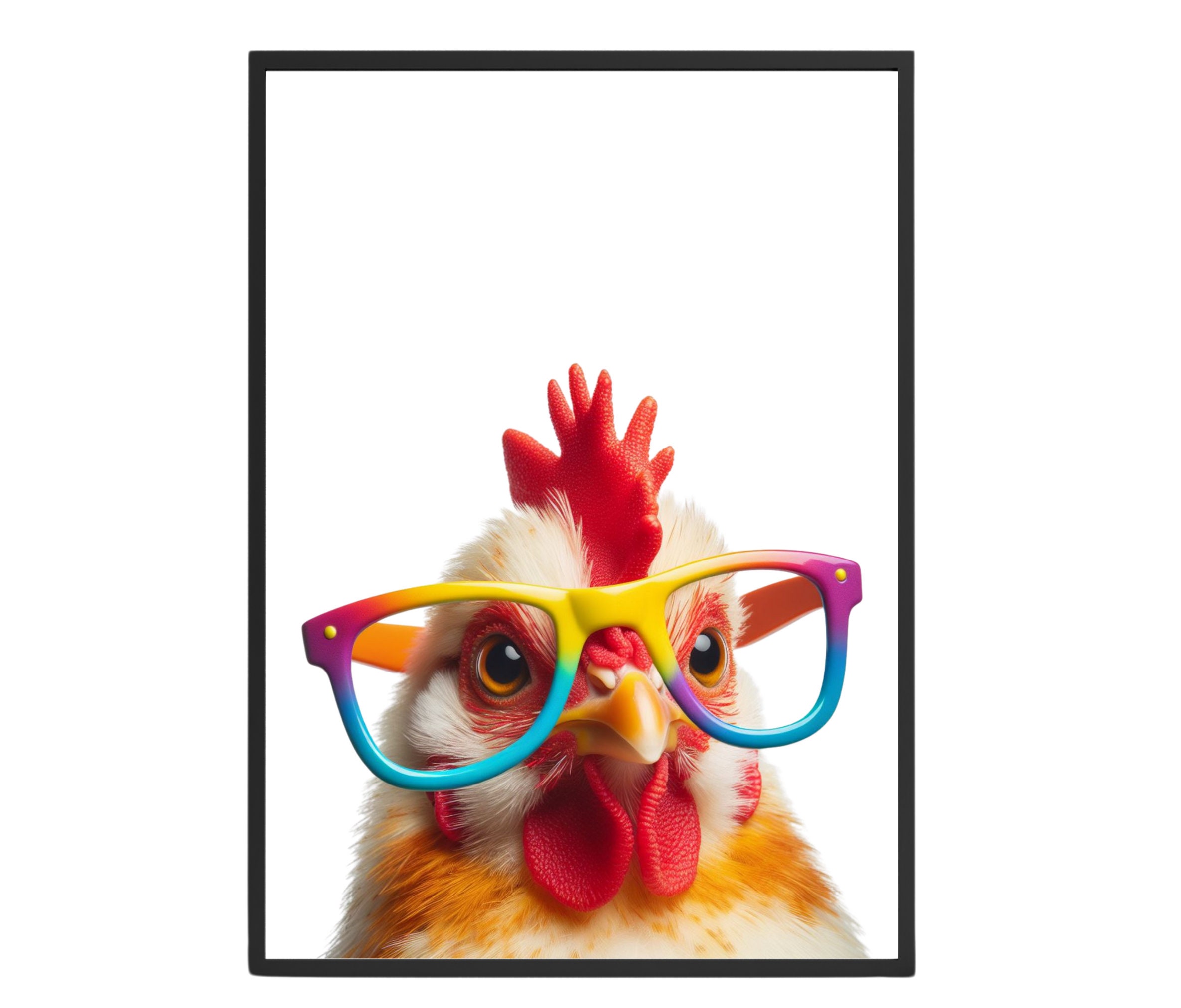 Funny Chicken With Colorful Glasses, Farm Animal Prints, Animals With ...