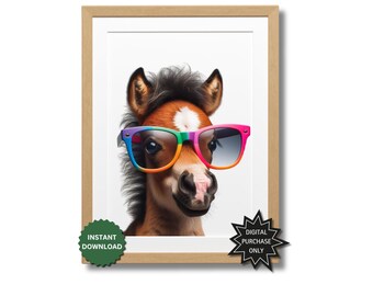 Fohlen Regenbogen Brille | Kinderzimmer Dekor (Digitaler Download)