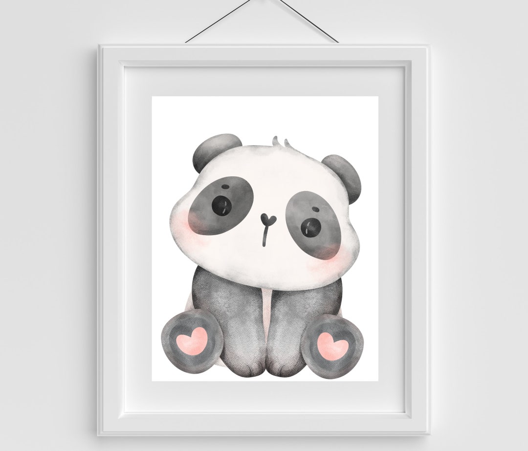 Baby Panda Printable Watercolor Painting, Nursery Wall Art Decor, Baby ...