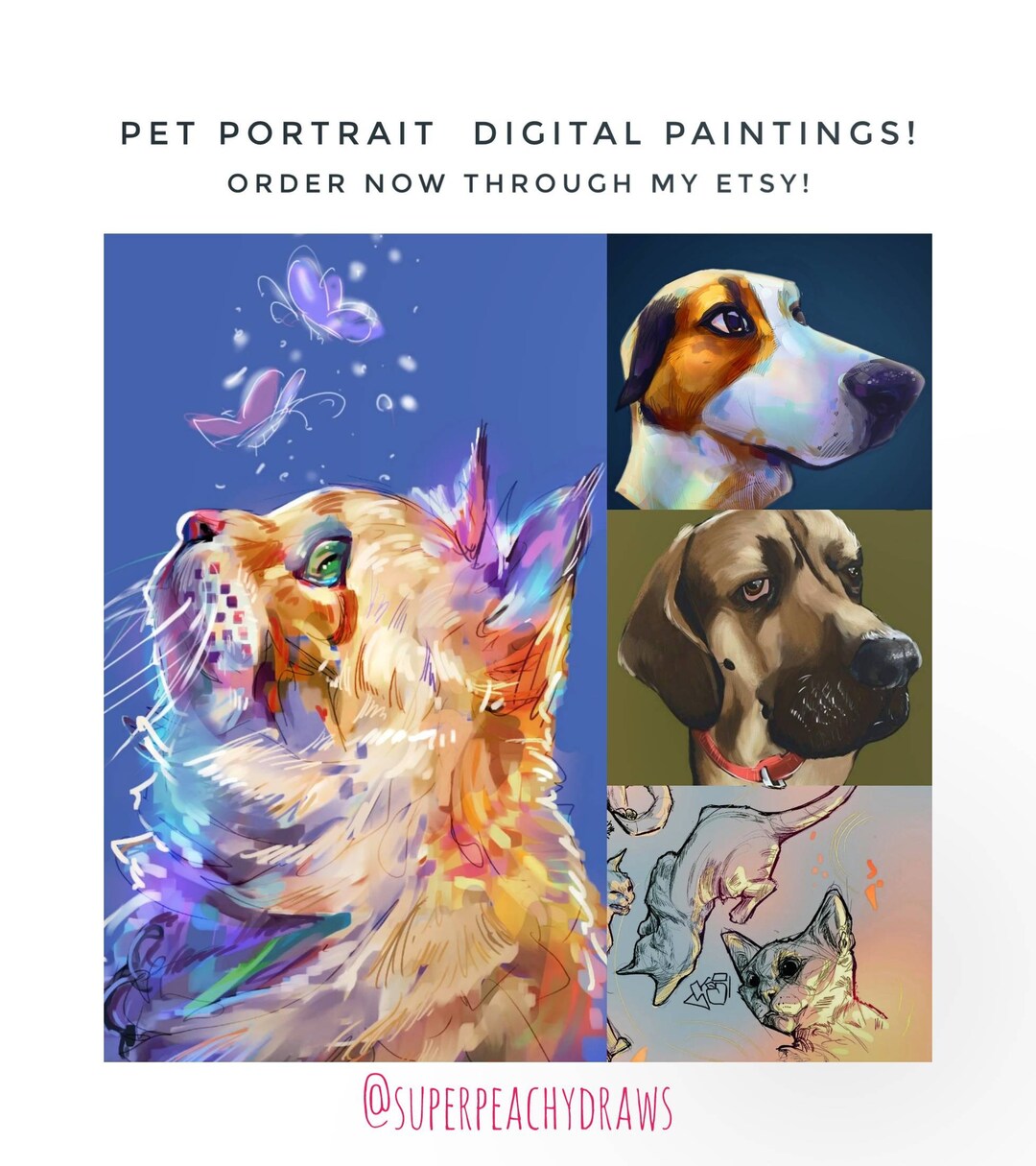 Digital Pet Portrait Commission Etsy