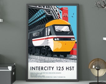 InterCity 125 HST Swallow British Rail Class 43 Locomotive, High Speed Train, Train Print Wall Art, Train Decor, Boy Room Art