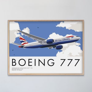 Boeing 777 British Airways Livery Plane Art, Aviation Art, Aviation Poster