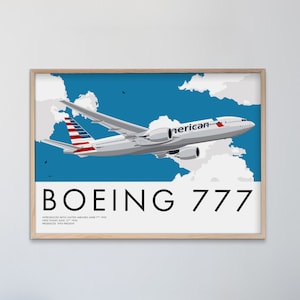 Boeing 777 American Airlines Livery Plane Art, Aviation Art, Aviation Poster