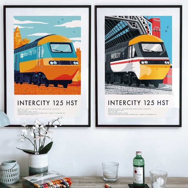 InterCity 125 HST - 2 Print Bundle  - High Speed Train Posters - Train Art, Train Print Wall Art, Train Decor, Boy Room Art