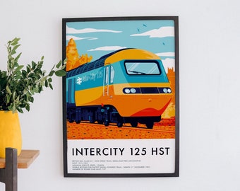 InterCity 125 HST Train Print, British Rail Class 43, Railway Wall Art
