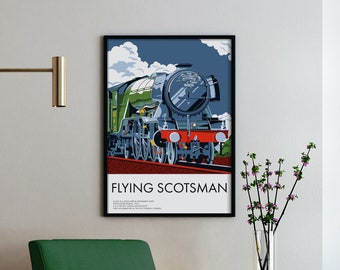 Flying Scotsman Class A3 Locomotive Train Print Steam Engine Train Wall Art