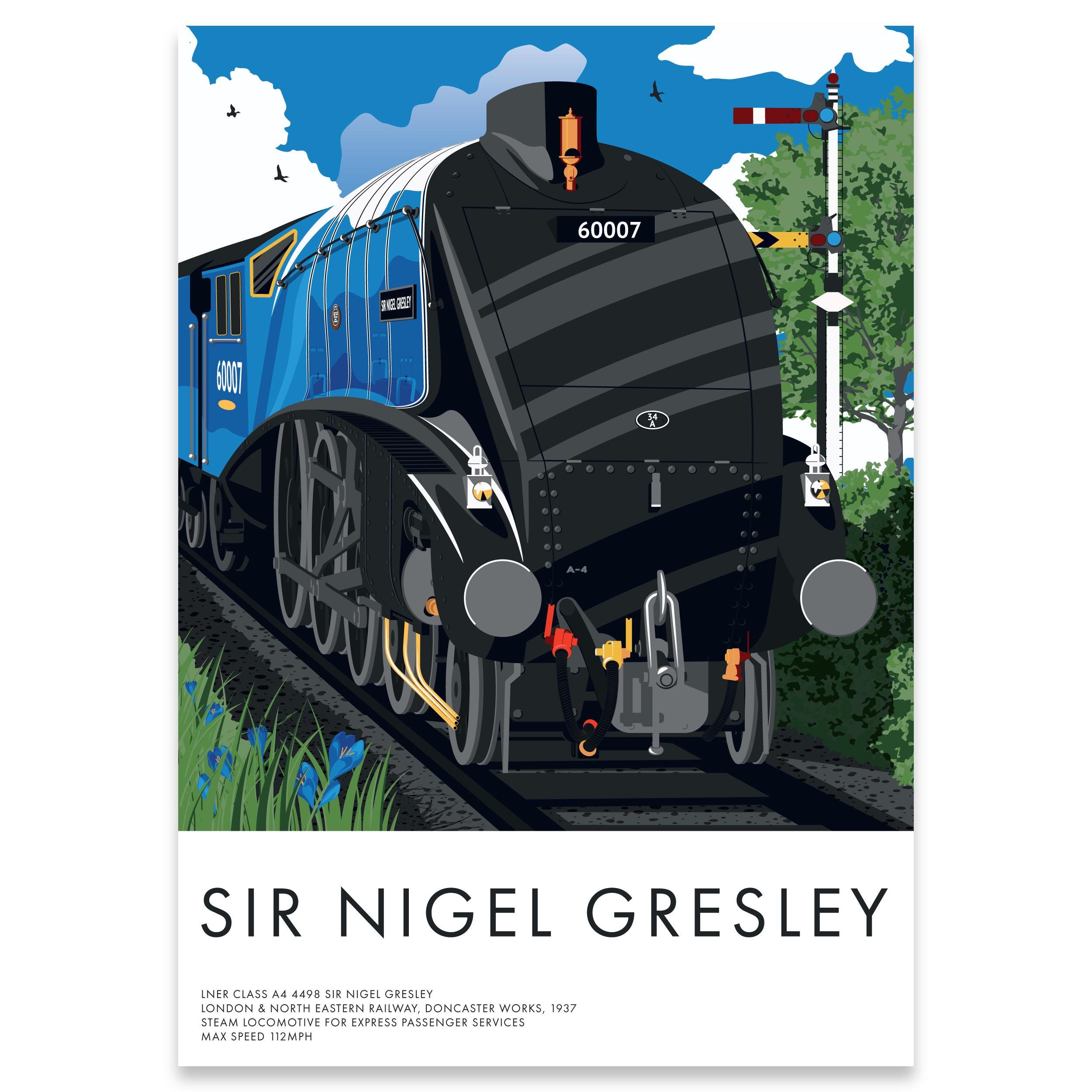 LNER Class A4 4498 Sir Nigel Gresley Locomotive Train Print, Train Wall ...
