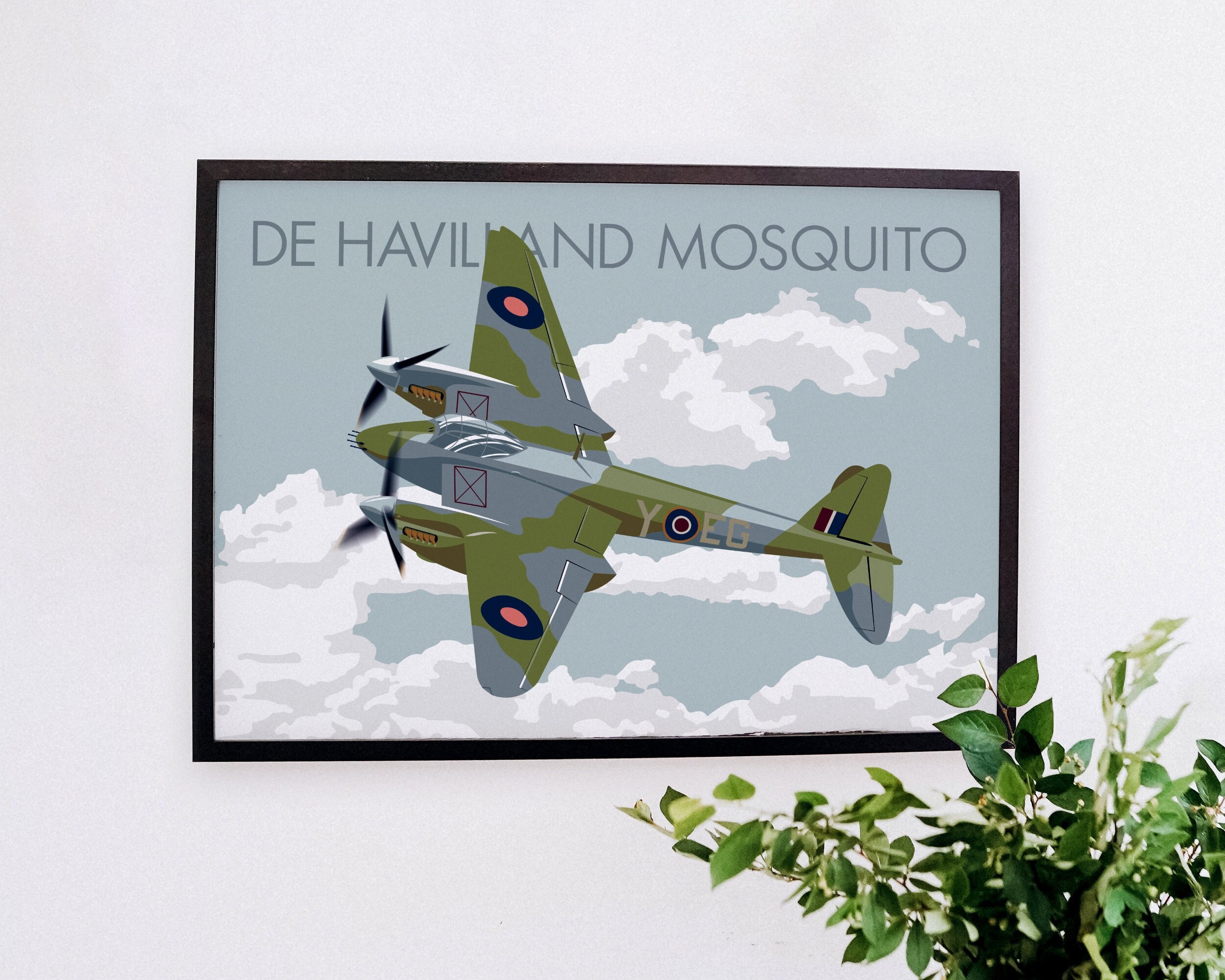 De Havilland DH.98 Mosquito WW11 Bombardero-Caza Avión Silver Lining  Protección solar A prueba de viento Paraguas de apertura automática. -   España