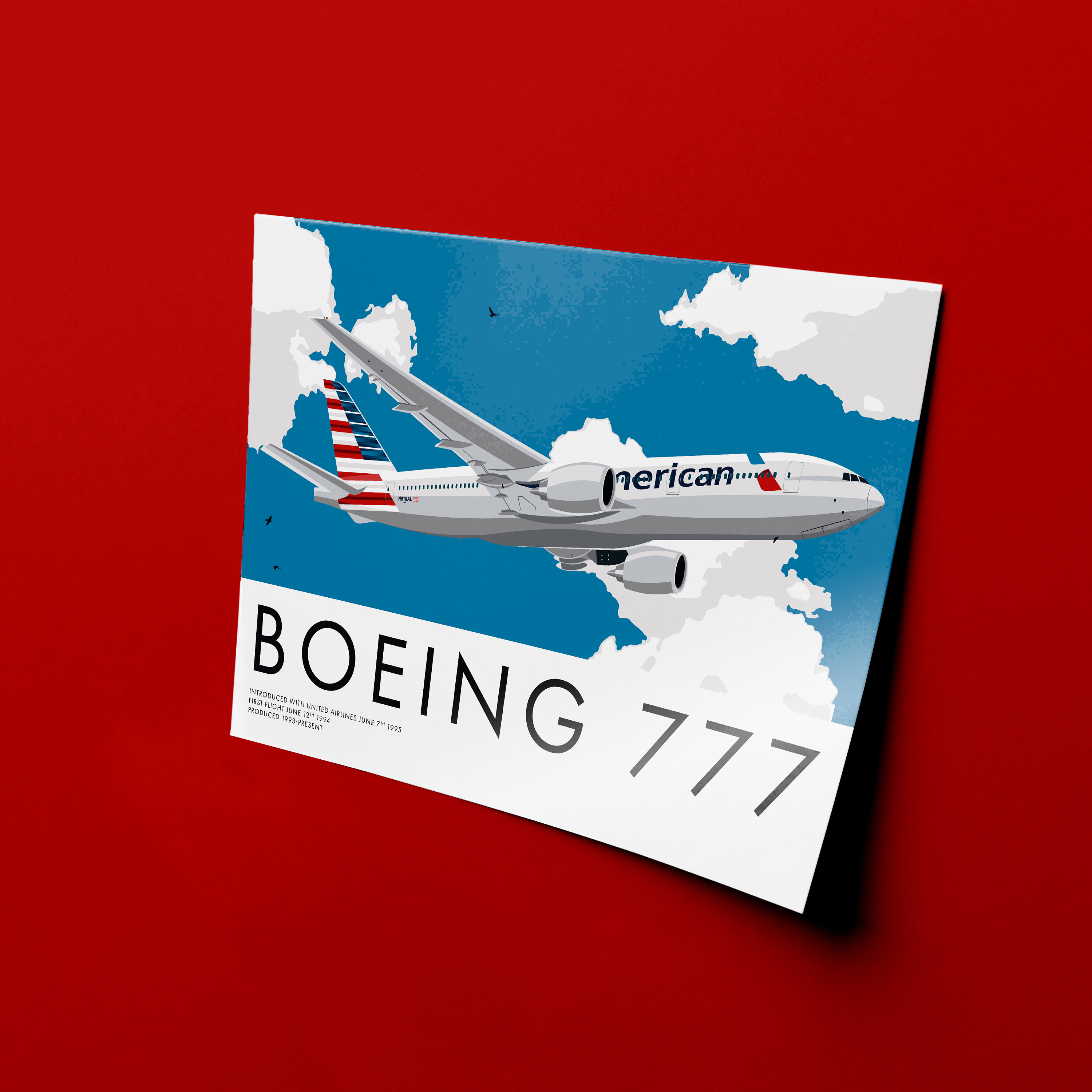 Boeing 777 American Airlines Livery Plane Art Aviation Art - Etsy