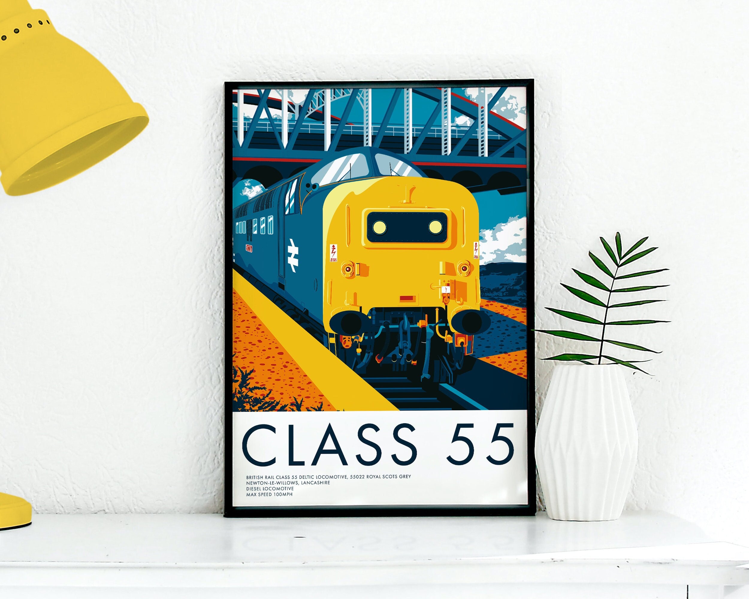 Class 55 Deltic Locomotive, Royal Scots Grey, 55022, Train Print, Train Wall Art, Boy Room, Office Art, Railway Picture, Train poster