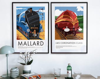 Mallard & Coronation Train Print Set – LNER, LMS Wall Art