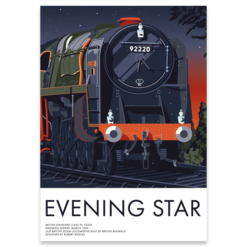 British Rail Class 9F Train Art Prints, Morning Star & Evening Star - Etsy
