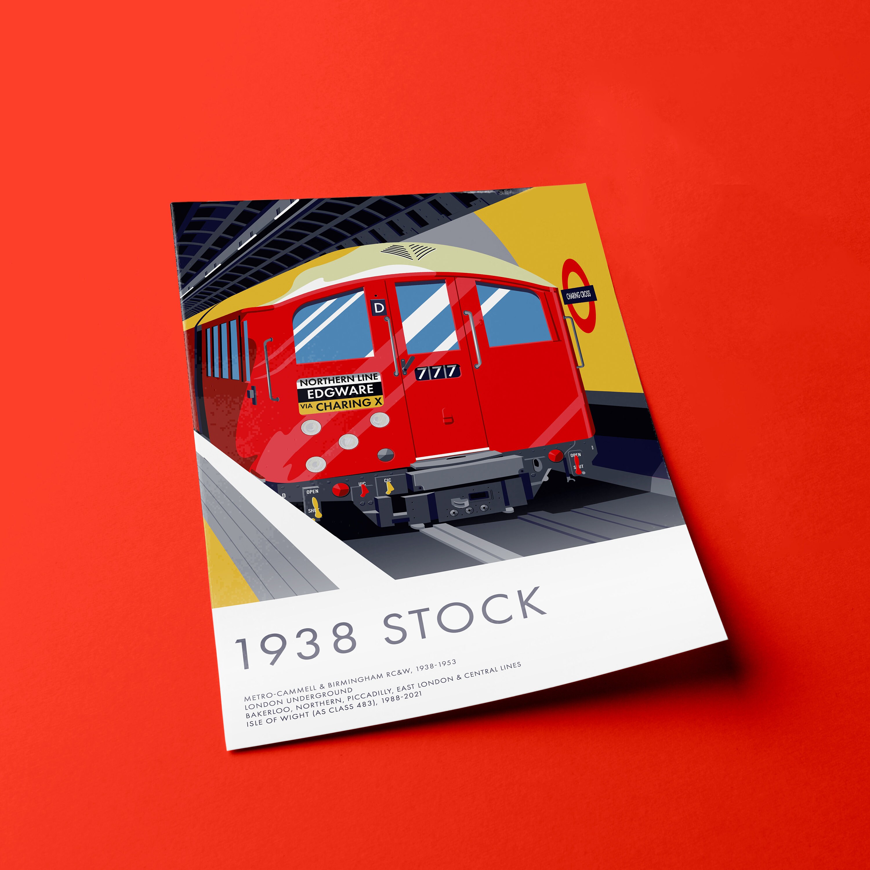 London Underground　ポスター Vintage London Underground Poster: 1938 Stock Train at