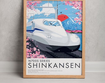 N700 Shinkansen Bullet Train  | Japanese Railway Wall Art | Vector Style Travel Print
