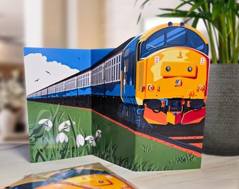Class 37 Train Greetings Card | Cut-to-Shape Locomotive