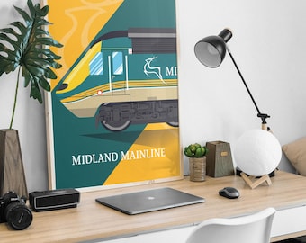 InterCity 125 HST Train Print, Midland Mainline Livery, British Rail Art