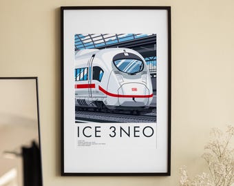ICE 3neo High-Speed Train Poster | German Railway Wall Art | Vector Style Travel Print