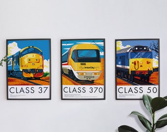 Locomotive Art Print Bundle: Class 37, 370 & 50 Train Posters