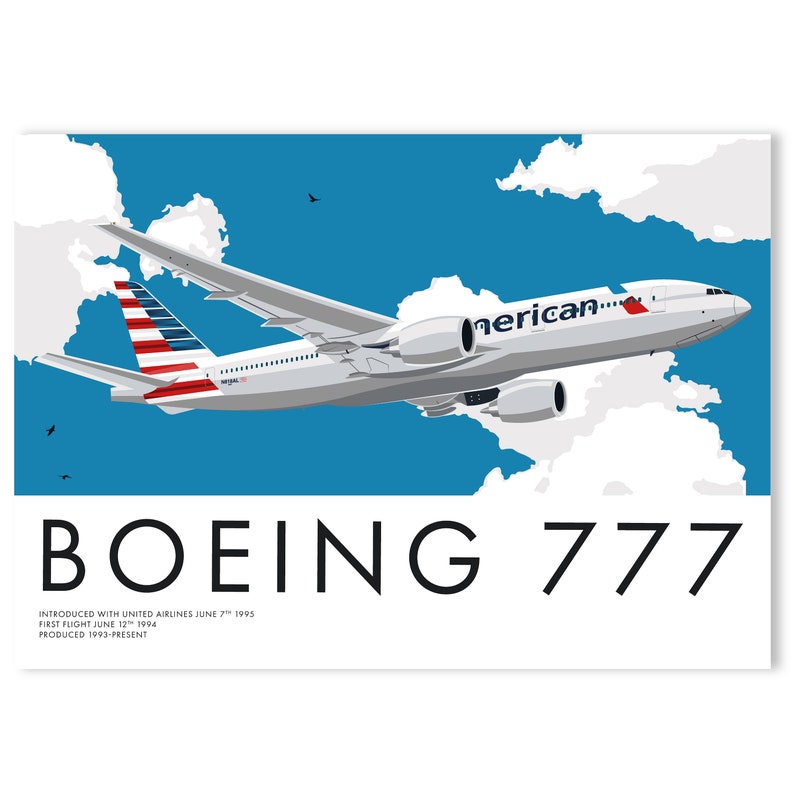 Boeing 777 American Airlines Livery Plane Art Aviation Art - Etsy
