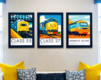 Diesel Train Art Prints: Class 37, Class 55 & Intercity 125 HST Bundle