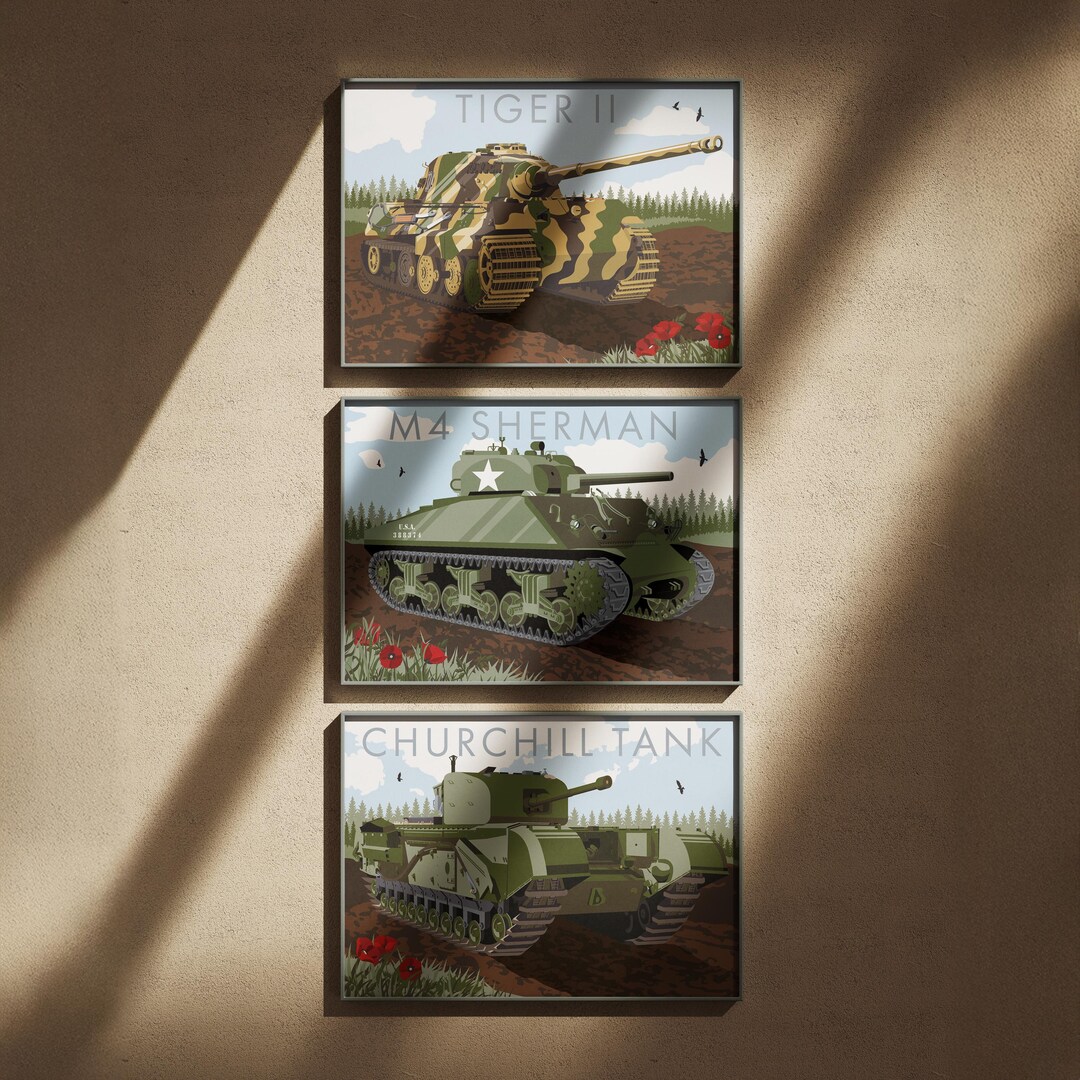 World War II Tank Poster Bundle – M4 Sherman, Churchill & Tiger II - Etsy