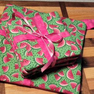 Fabric Coasters (set of 4) with Hotpad, Watermelon