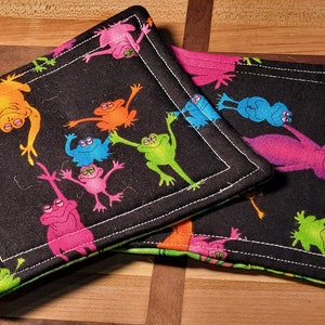 Fabric Coasters, Set of 2, Frogs